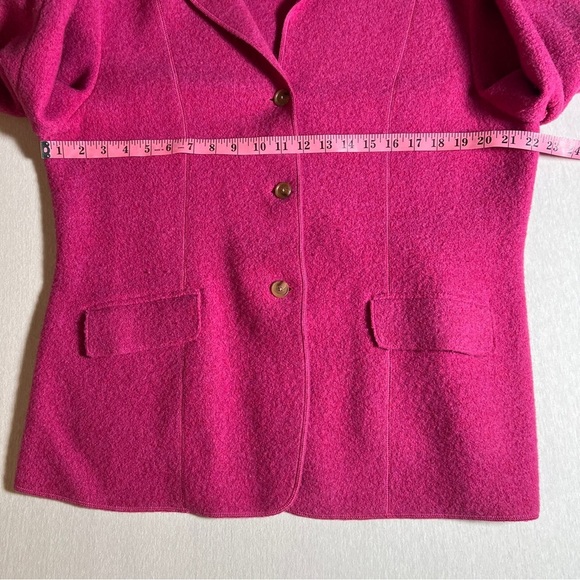 Lands End 100% Wool Soft Unlined Coat Blazer in Hot Pink Fuchsia, Size 18 - Picture 4 of 8